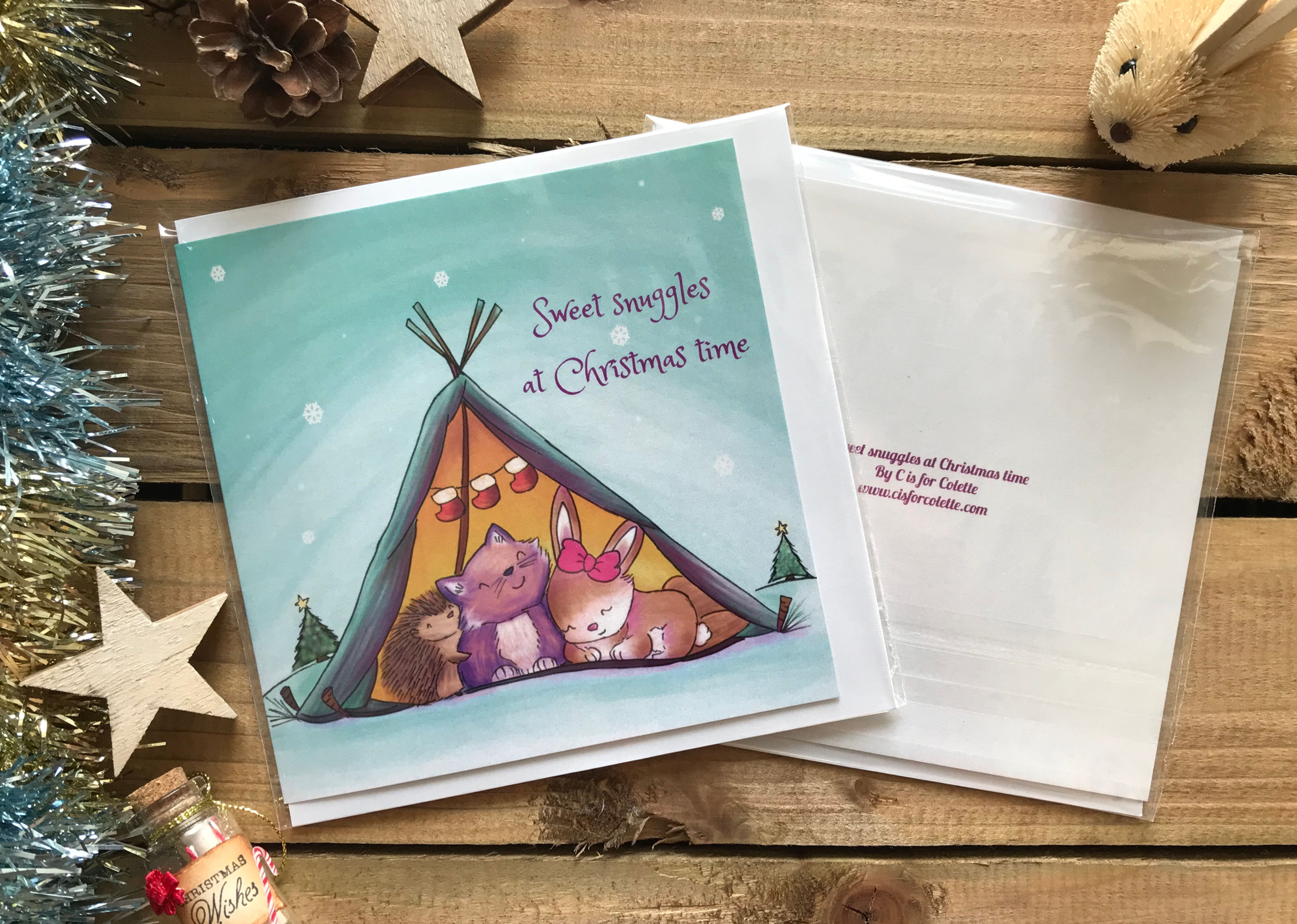Sweet snuggles at Christmas time Greeting Card
