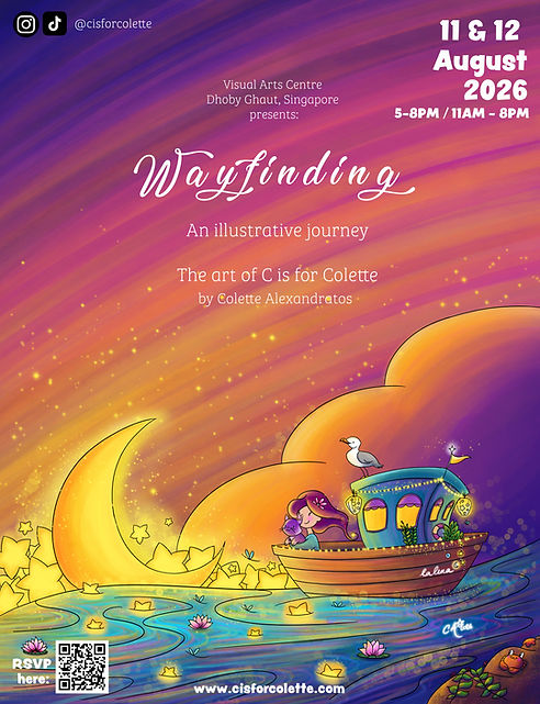 Come be curious and soak yourself in wonder and magic by joining me in celebrating my first solo exhibition of my whimsical illustrations created both by hand and digitally, celebrating nine years of artistic exploration during my stay in Singapore and travels across Asia. Each work reflects an ongoing process of wayfinding—using art as a means to navigate place, identity, and personal connection.