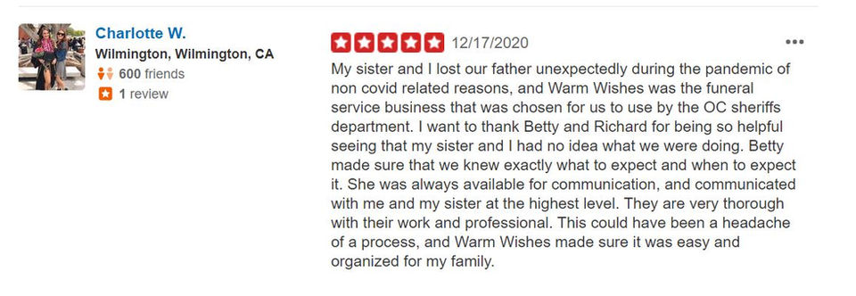 Warm Wishes Funeral Honest Reviews on Yelp