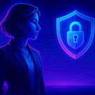 Une femme indépendante incarne la nouvelle ISO 27701:2025 — la privacy prend son autonomie, entre gouvernance, conformité et confiance numérique.