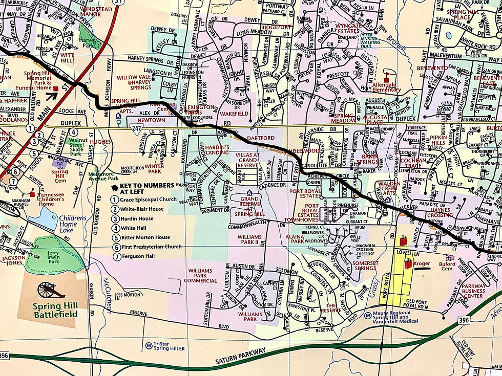 Spring Hill TN county line map Williamson Maury