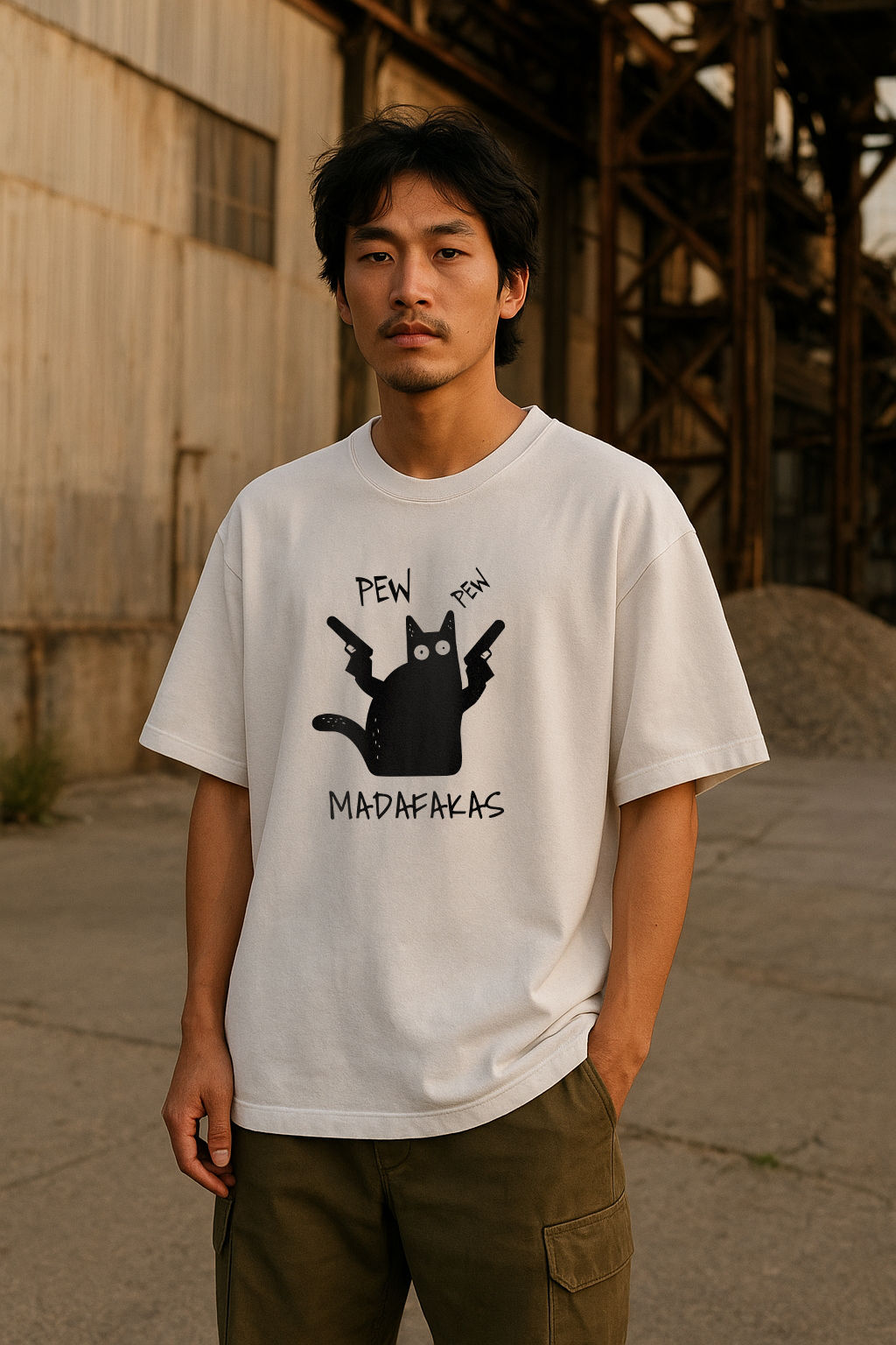PEW PEW MADAFAKAS ! , WHITE OVERSIZED T-SHIRT