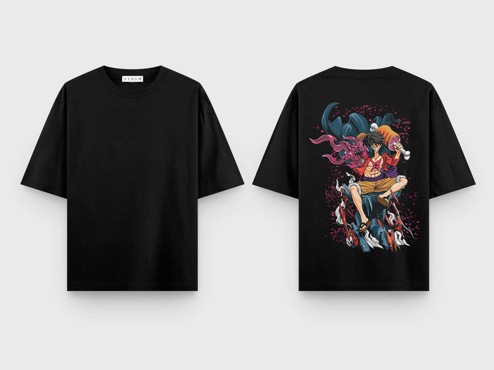 INSPIRED ONE PIECE ANIME-19 , BLACK OVERSIZED T-SHIRT