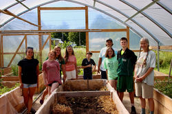 Youth Leaders in the new greenhouse at the Alan Day Community Garden