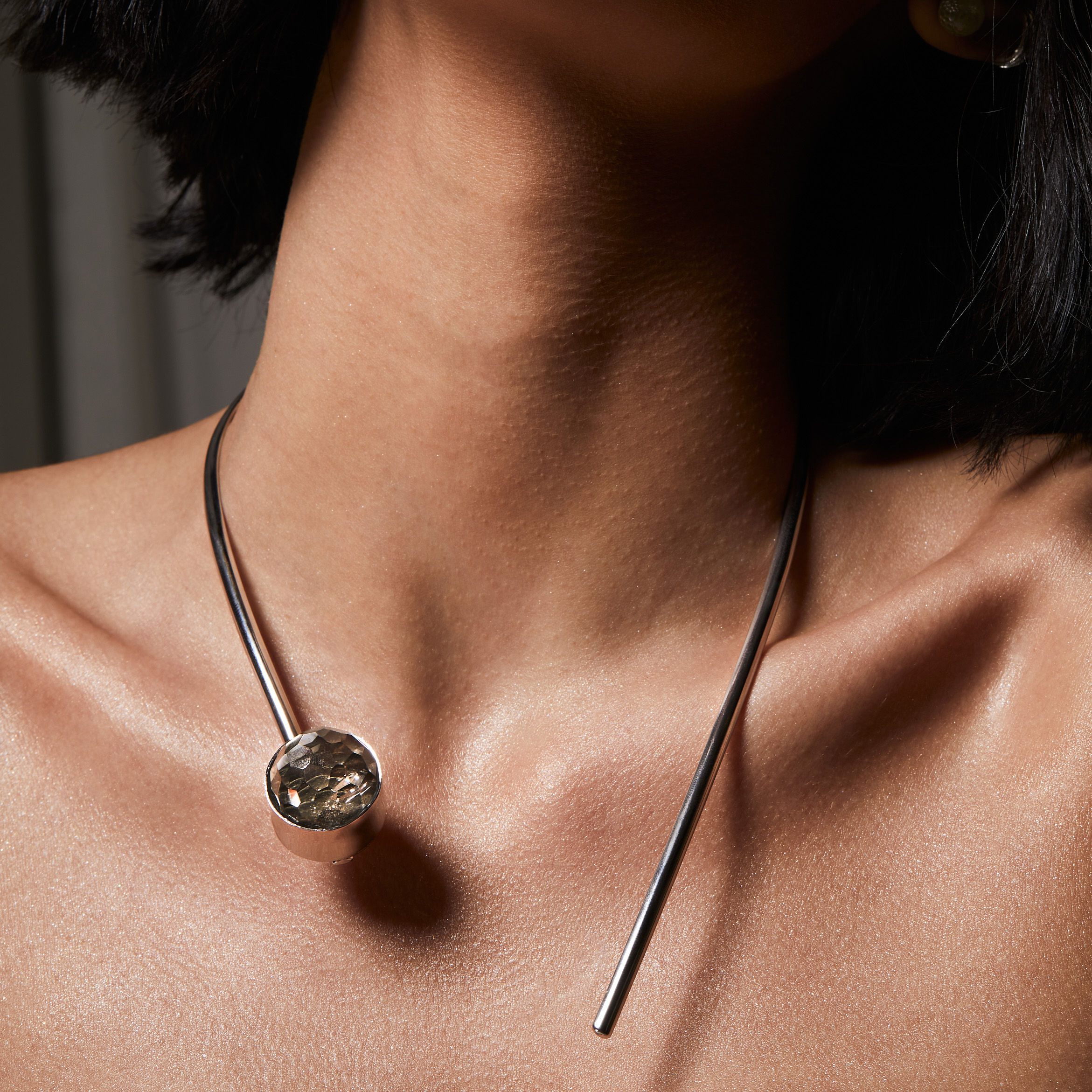 Choker Bulle Maxi 1 pedra em banho de ródio