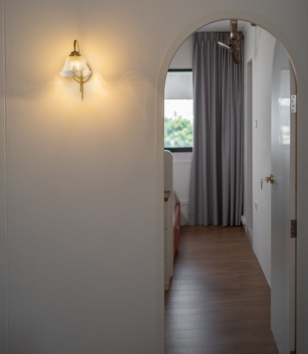 Arched doorway to bedroom, HDB renovation