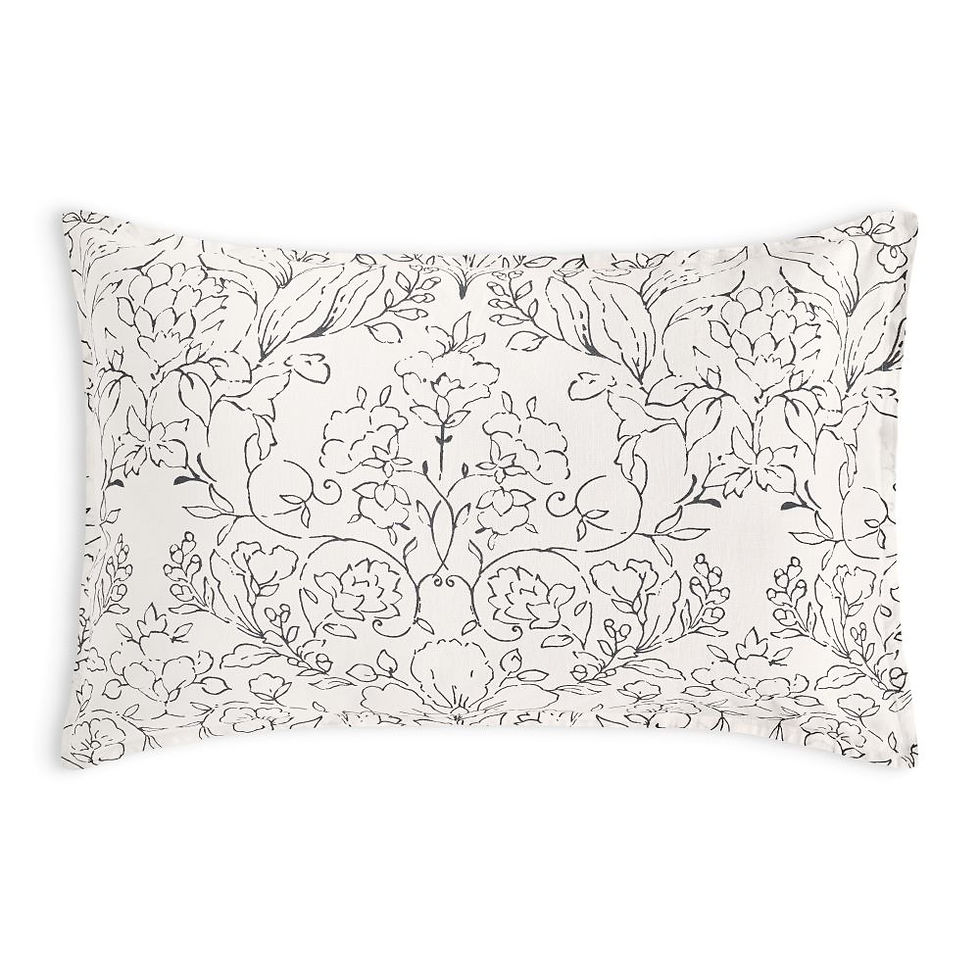 Thumbnail: Lininis pagalvės užvalkalas (Oxford) su žibuoklių raštu AMOR PERFEITO