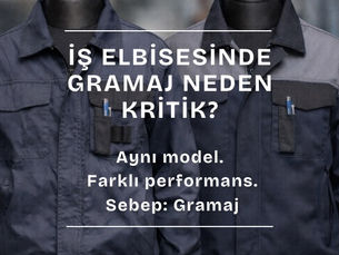 İş elbisesi gramajı neden önemlidir sorusunu anlatan lacivert iş montu görseli