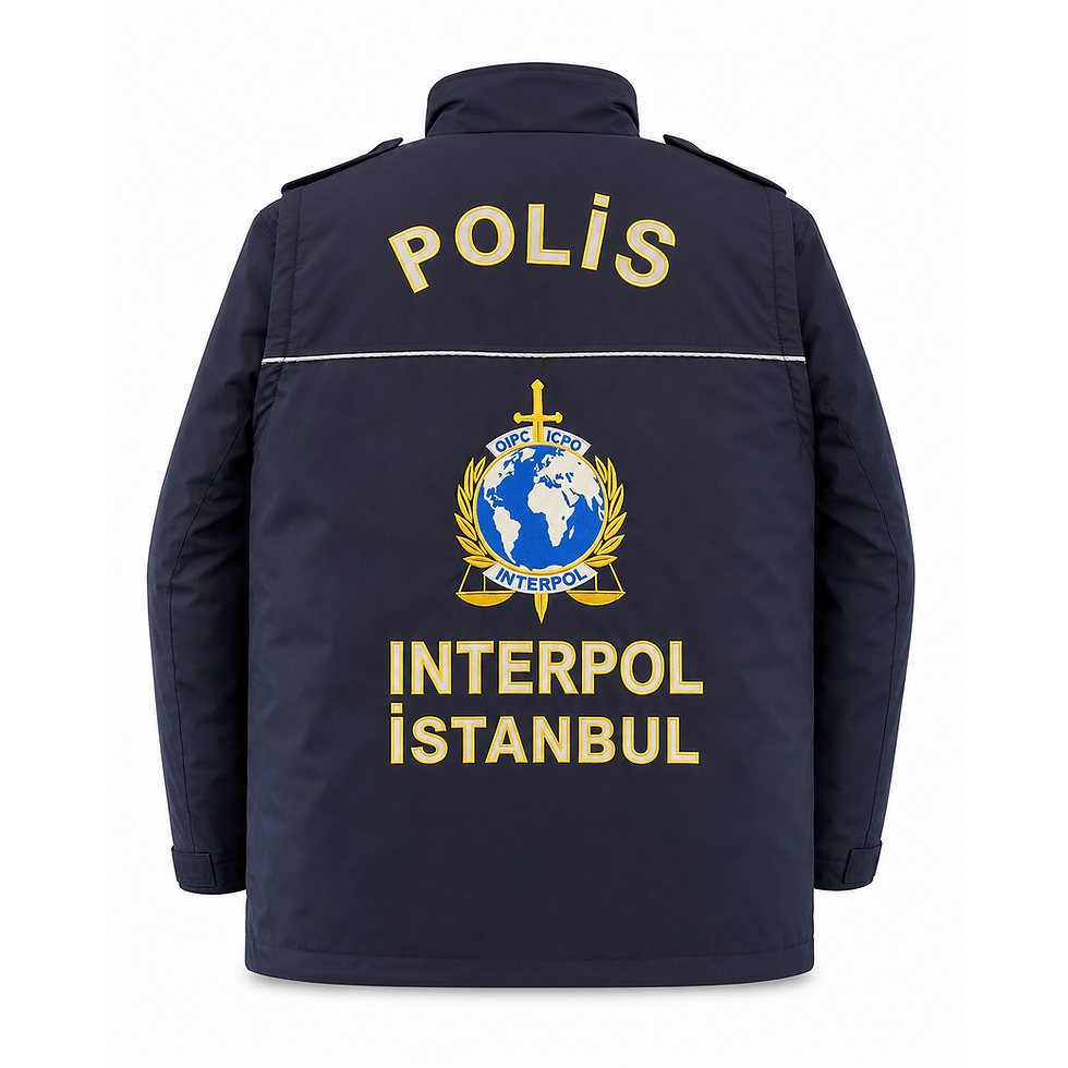 Interpol reflektörlü çıkma kollu bondit görev montu arka görünüm