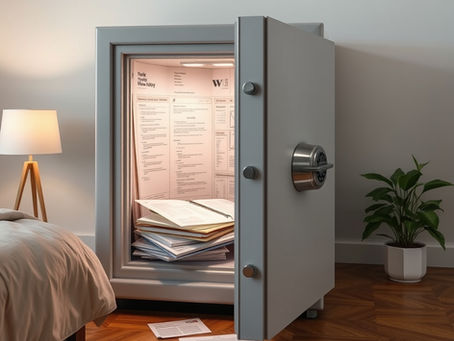 A home safe with important documents stored safely