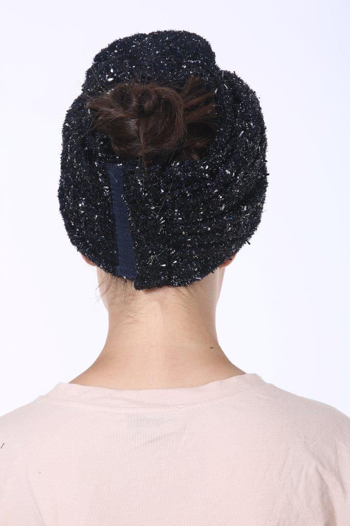 Thumbnail: Knot Turban - Rugged Navy Blue Silvertouch