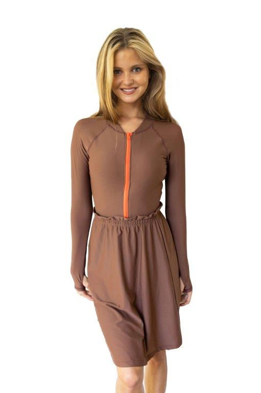 Thumbnail: Long Sleeve Body Swimsuit  Camel