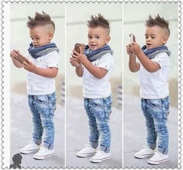 Baby Boy Clothes Casual T-Shirt+Scarf+Jeans 3pc Baby Clothing Set