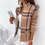 Thumbnail: Casual Plaid Jacket Long Sleeve Ruffles Khaki Pink Zippers Woman Coats 