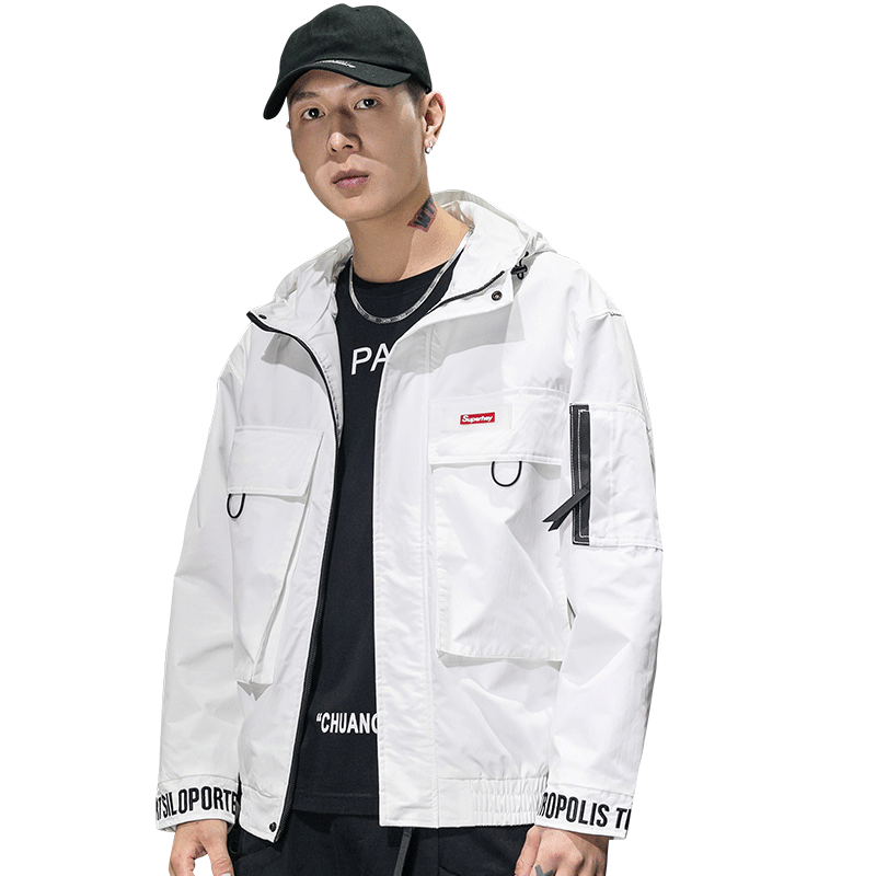 new solid color big pocket track jacket