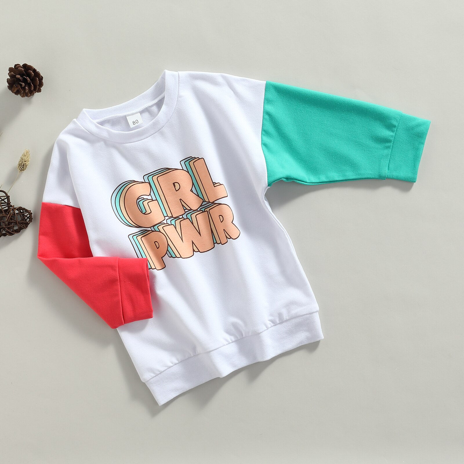 1-6Y Autumn Causal Kids Girls Sweatshirt Outwear Letter Printed Patchwork Long
