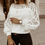 Thumbnail: Solid Guipure Lace Lantern Sleeve Sweater  Long Sleeve Sweater Women Top