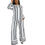 Thumbnail: Chiffon High-end Striped Overalls Sexy Young Full Sleeve Top Long Wide Leg Pants
