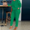 Thumbnail: Women Two Piece Solid Tracksuits Long Sleeve O Neck Shirt & Casual Slim Pants