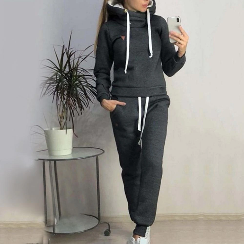 Women 2 Pcs jogging Tracksuits Fleece