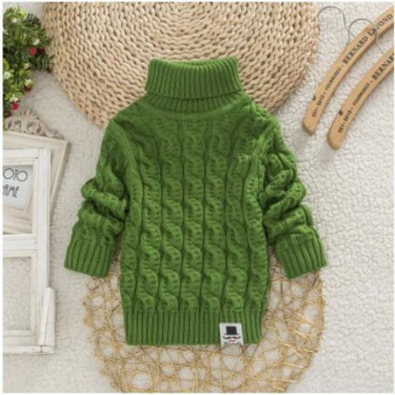 Thumbnail: Kids Girl Sweater  Turtleneck Pullover Baby Winter Tops Solid 