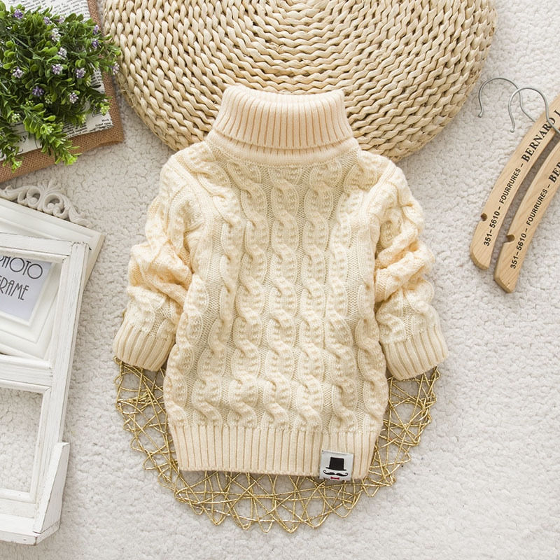 Kids Girl Sweater Turtleneck Pullover Baby Winter Tops Solid