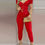 Thumbnail: women's temperament red V-neck casual one-piece suit