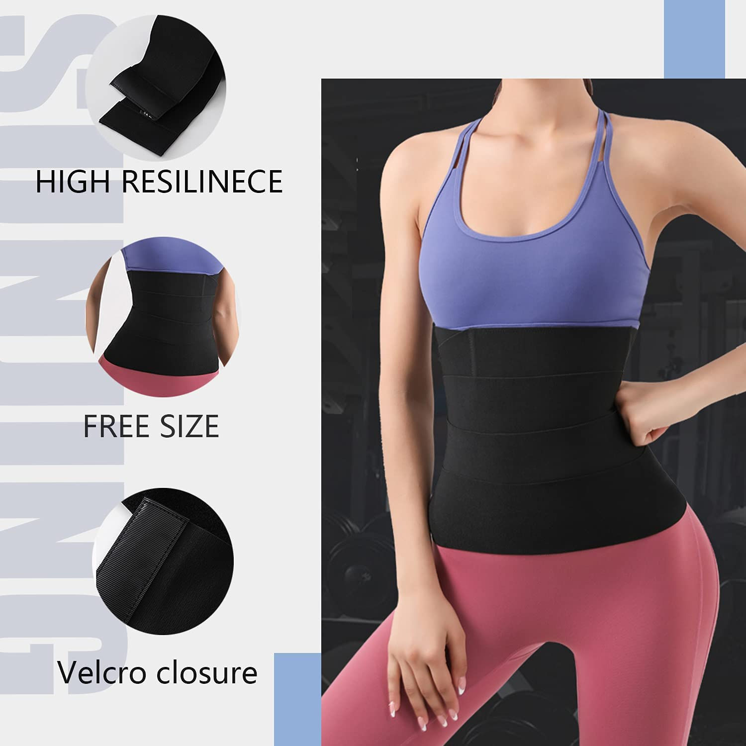 Adjustable one size invisible slim snatch me up lumbar waistband band elastic
