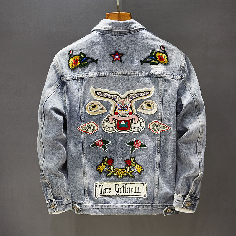 Classical vintage distressed patchwork japanese men