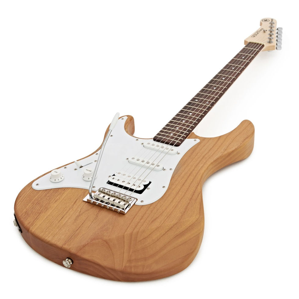 Image of Yamaha Pacifica 112J II Electric Guitar Left-Hand - Natural Satin top angled view from bottom