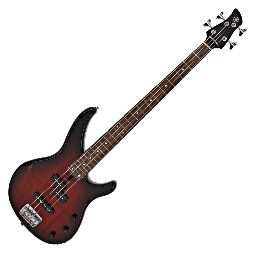 Image of Yamaha TRBX174 Bass Guitar - Old Violin Sunburst front view at 45 degrees