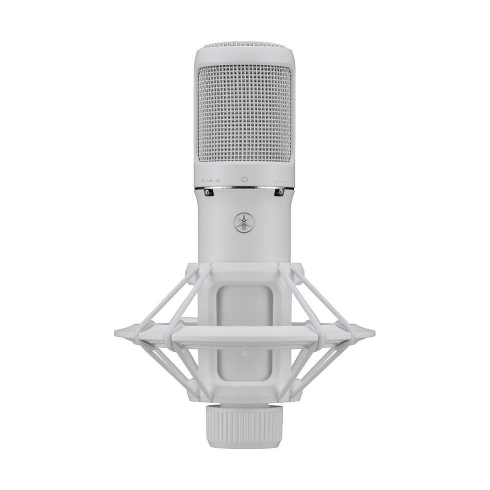 Image of Yamaha YCM705 Large Diaphragm Condenser Microphone - White front view in cradle