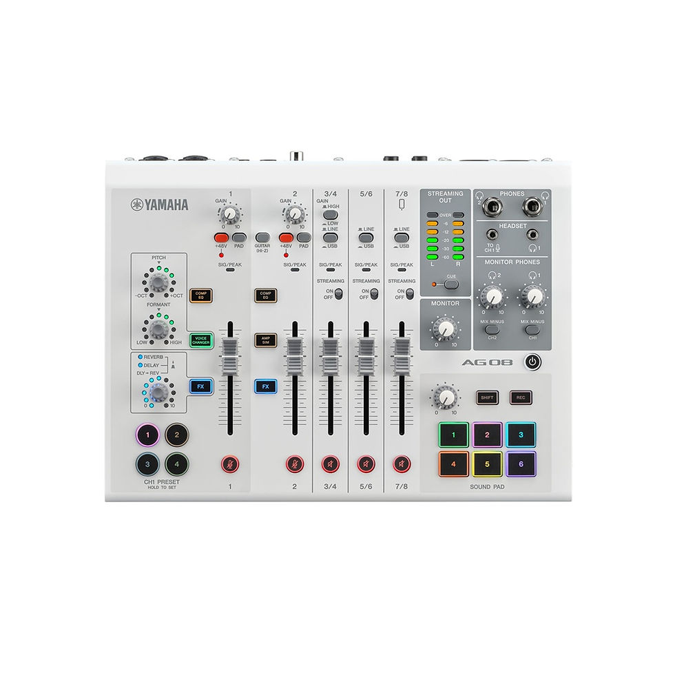 Image of Yamaha AG08 MK2 8 Channel Live Streaming Mixer - White top view