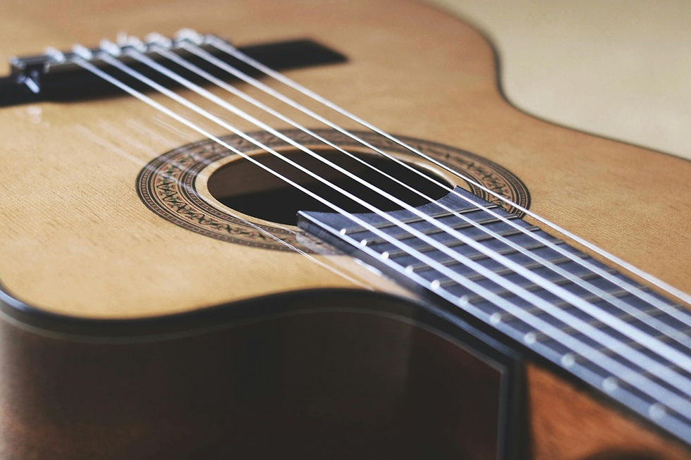 Image of a close up of the body of an Ibanez classical guitar