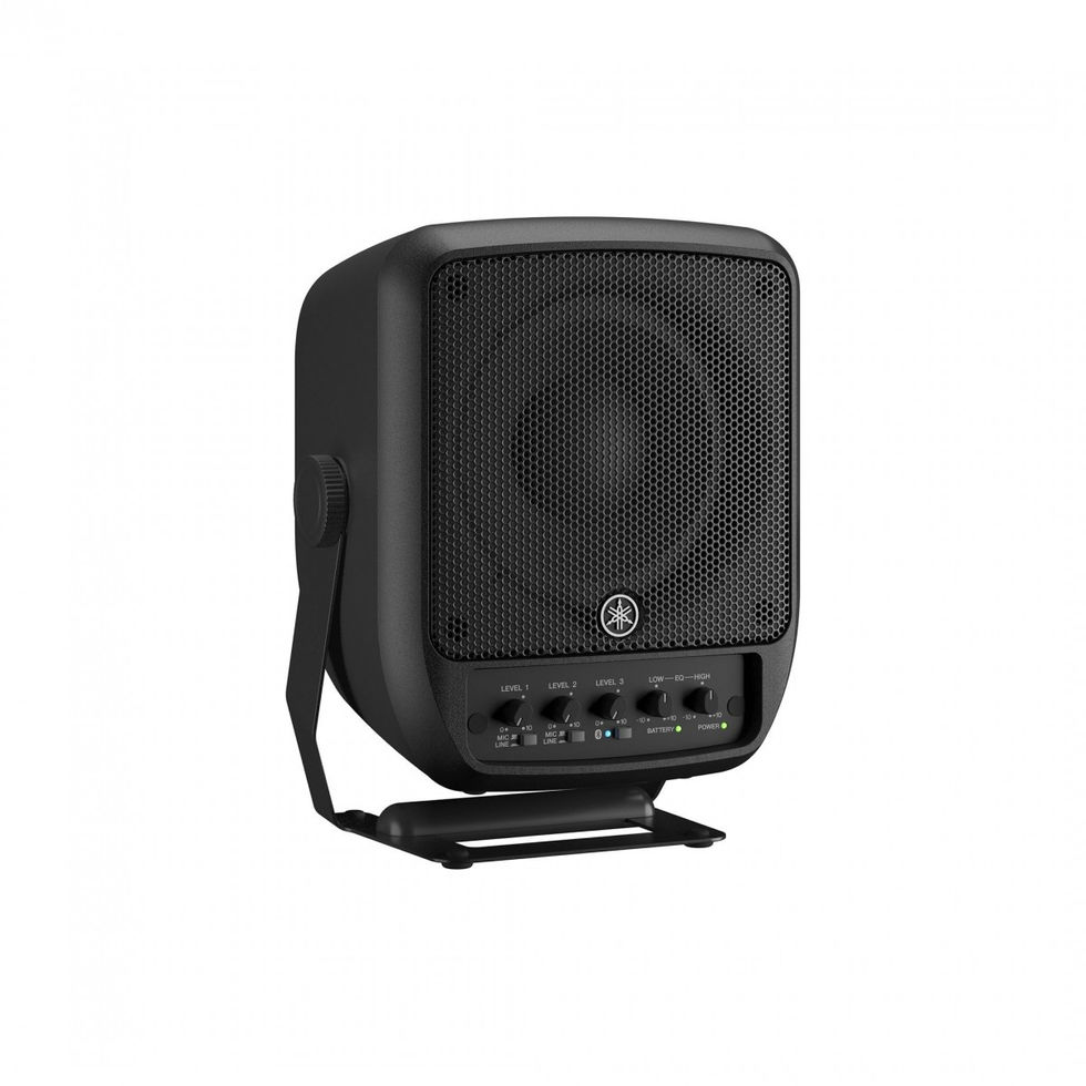 Image of Yamaha Stagepas 100 Portable PA System front view at slight angle to the right