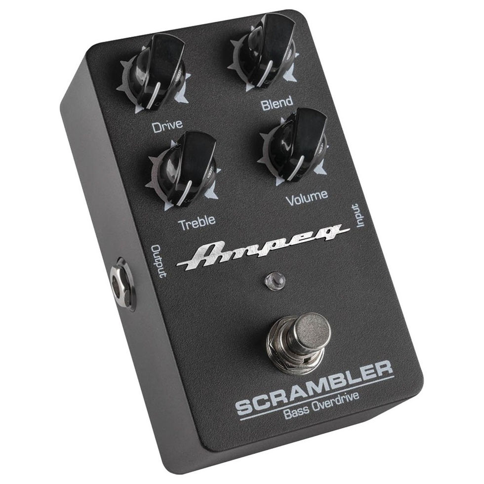 Image of Ampeg Scrambler Bass Overdrive Pedal top view at angle