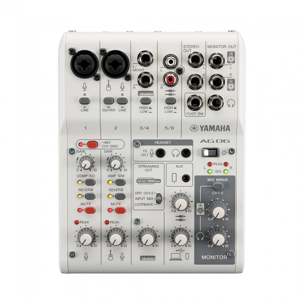 Image of Yamaha AG06 MK2 6 Channel Live Streaming Mixer - White top view