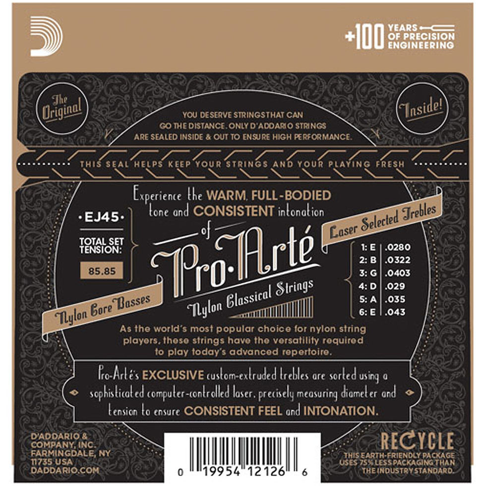Image of D'Addario EJ45 Pro-Arte Nylon Normal Tension inside packet