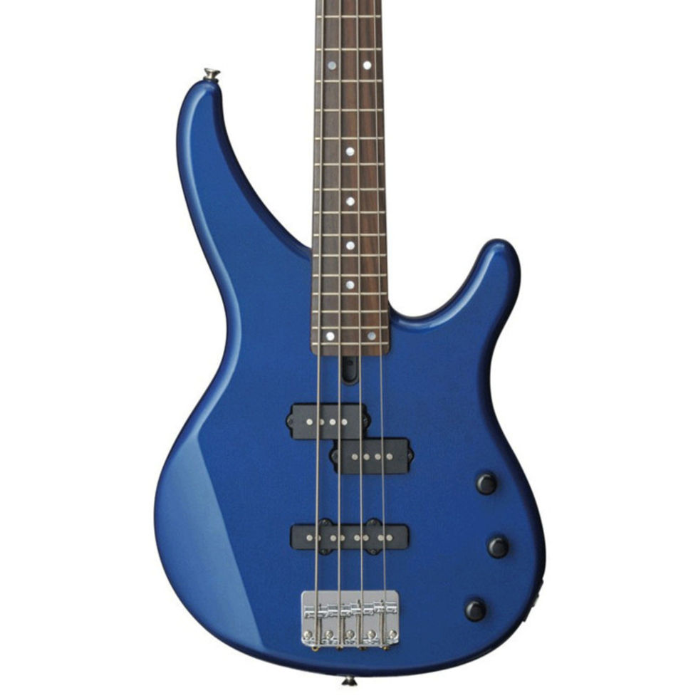 Image of Yamaha TRBX174 Bass Guitar - Dark Blue Metallic front view of body