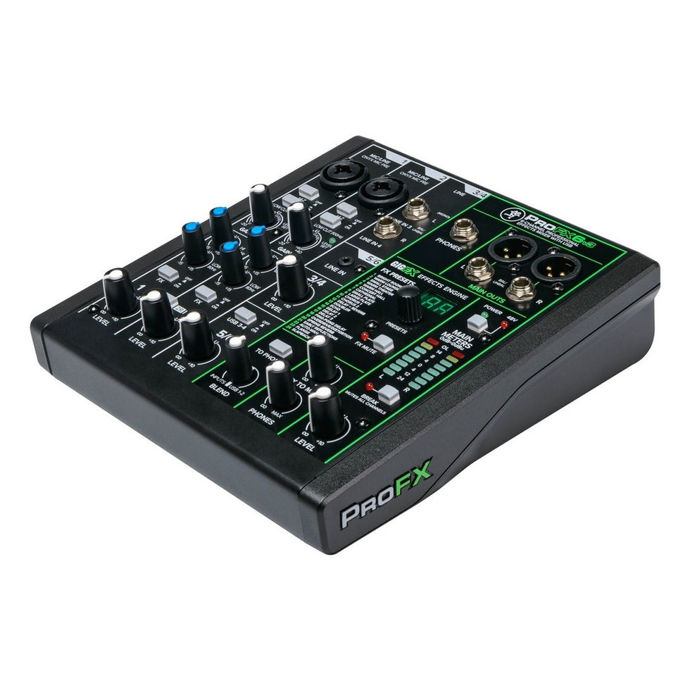 Image of Mackie ProFX6v3 6-Channel Mixer with USB top view at slight left angle