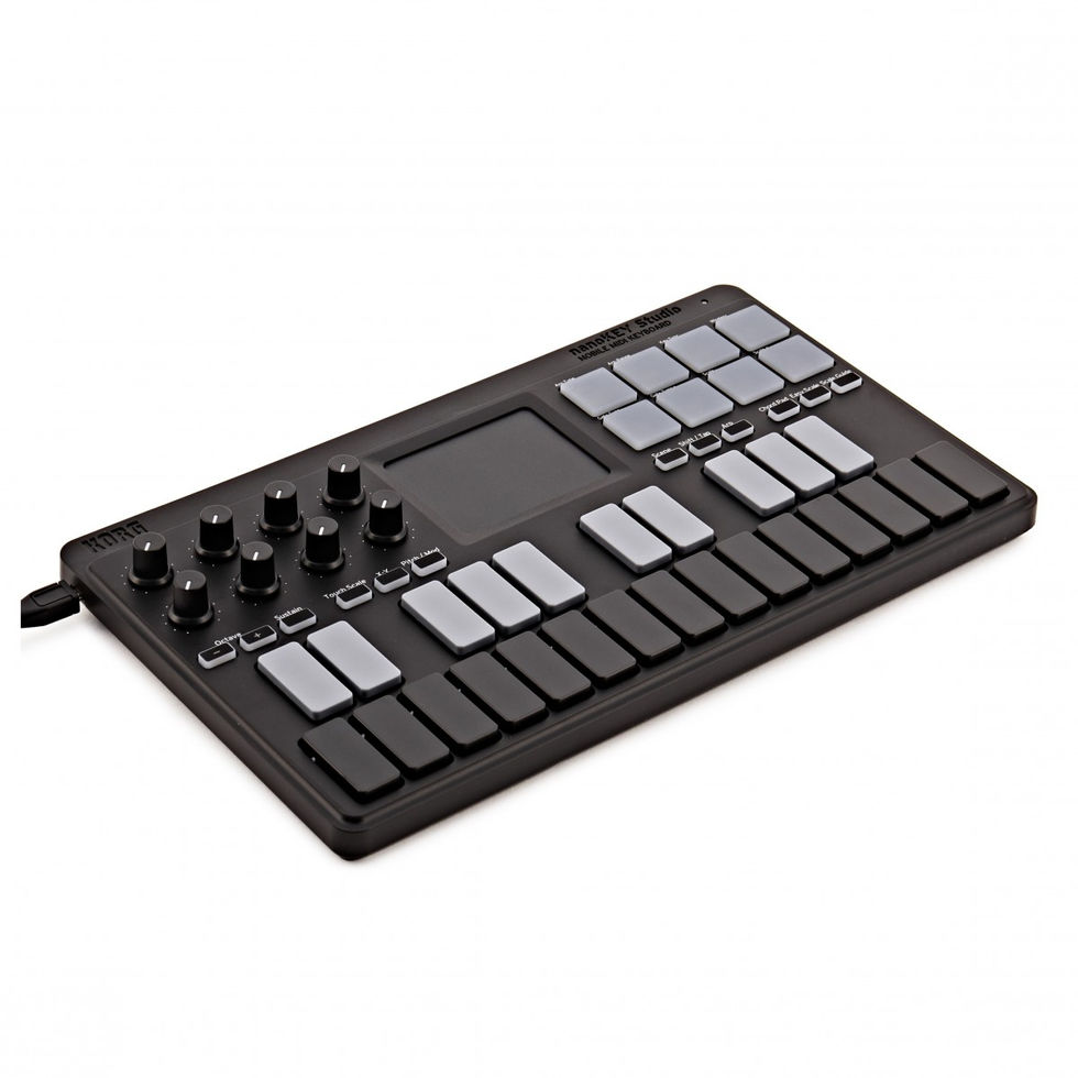 Image of Korg nanoKEY Studio MIDI Controller Keyboard top view at left angle
