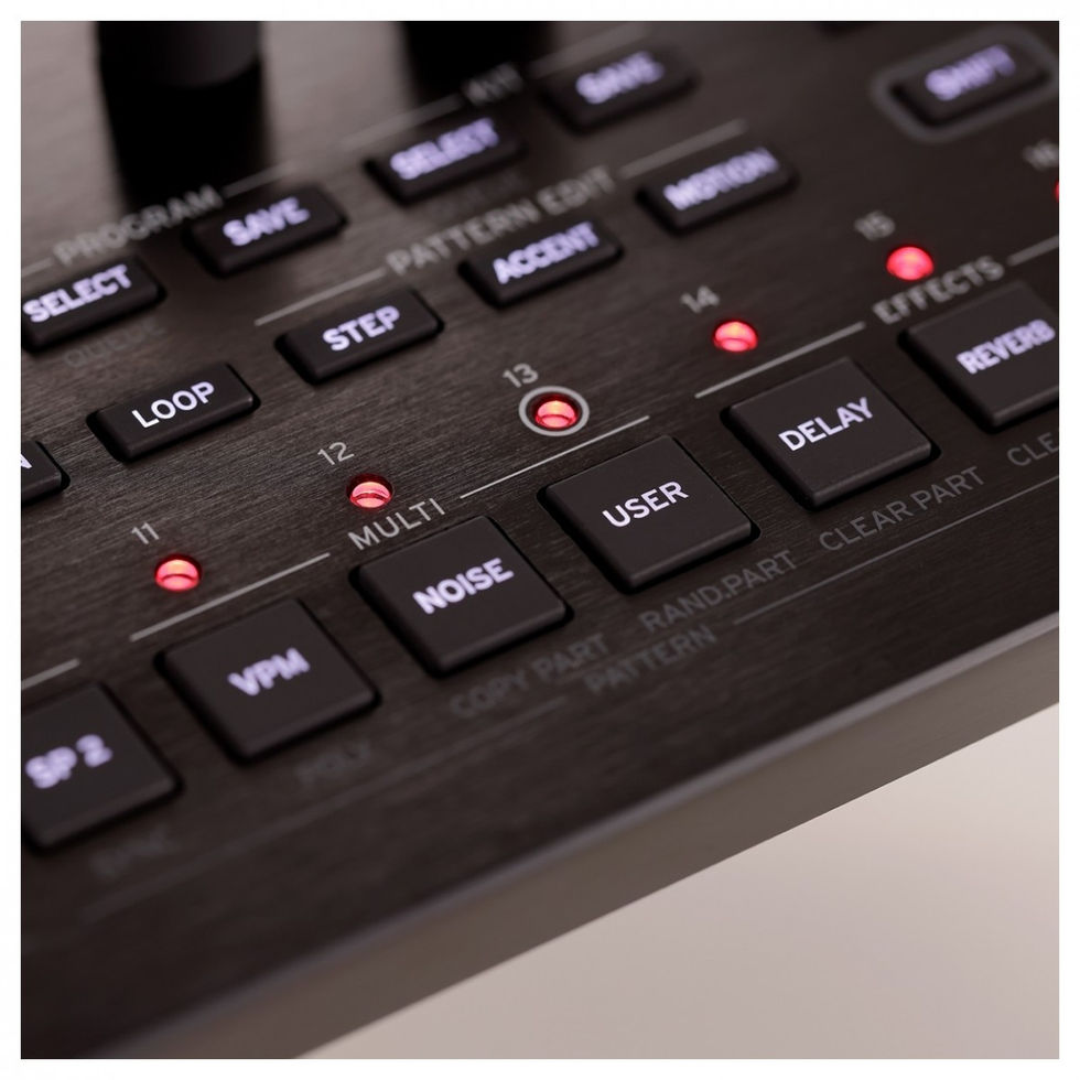 Image of Korg Drumlogue Drum Machine top view detail of buttons
