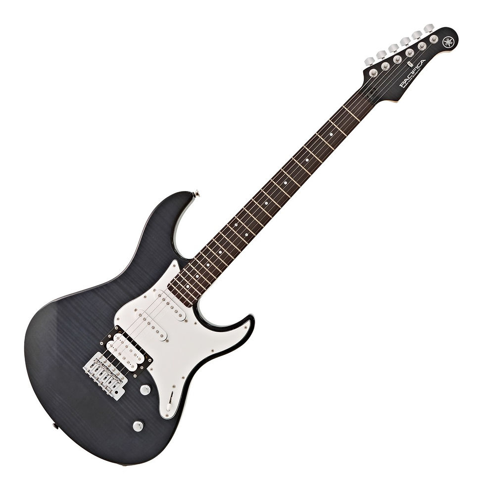 Image of Yamaha Pacifica 212VFM Electric Guitar - Trans Black front view at 45 degrees