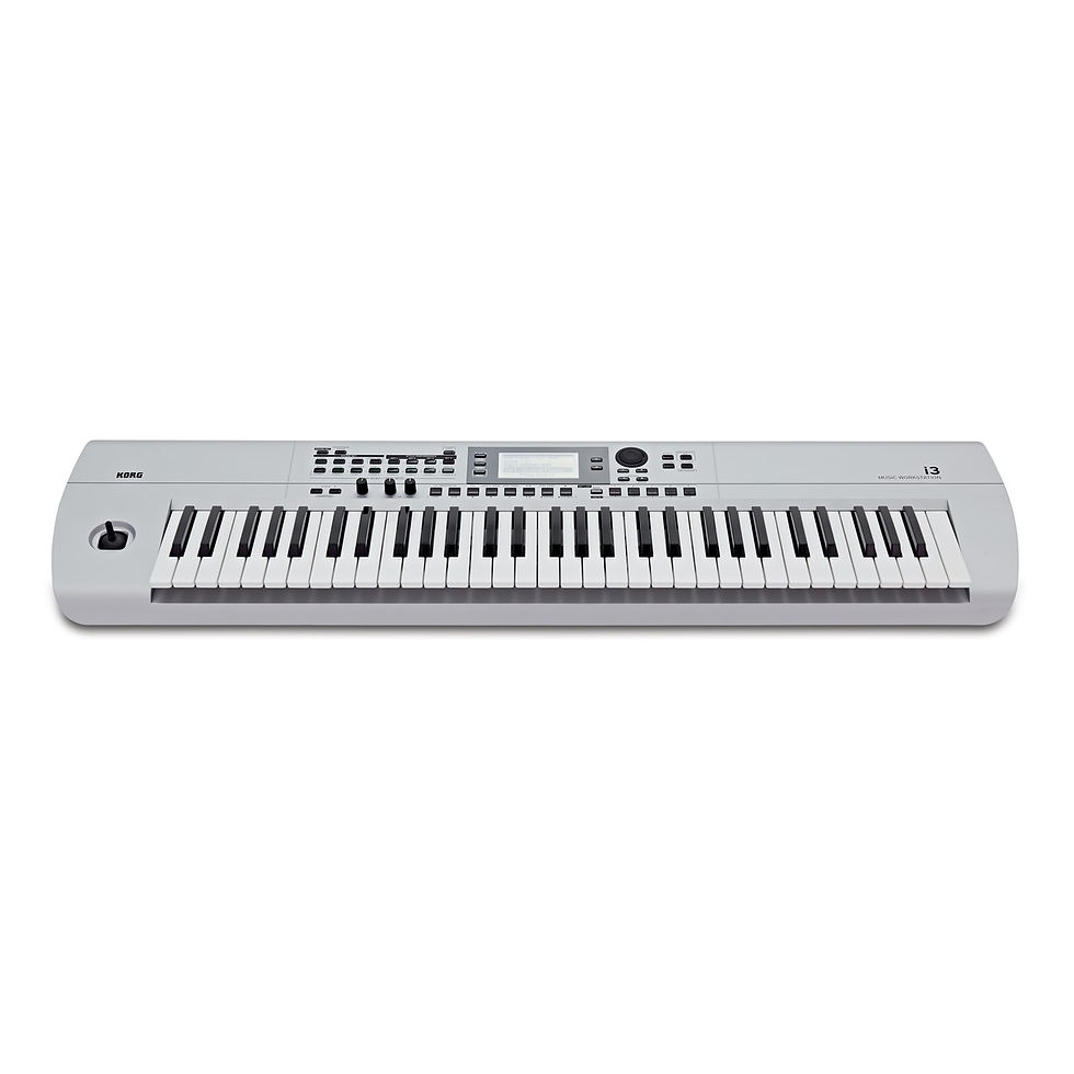 Image of Korg i3 Music Workstation Keyboard – Matte Silver front angled view
