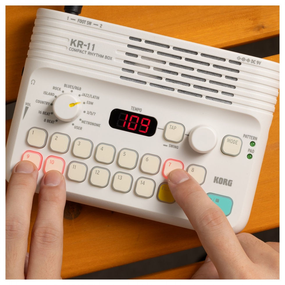 Image of Korg KR-11 Compact Rhythm Box top view being used