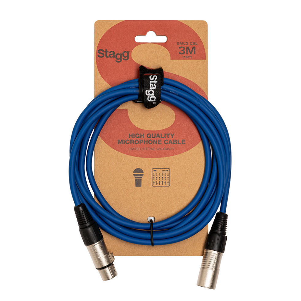 Image of Stagg SMC3 CBL XLR Microphone Cable - 3m - Blue front view