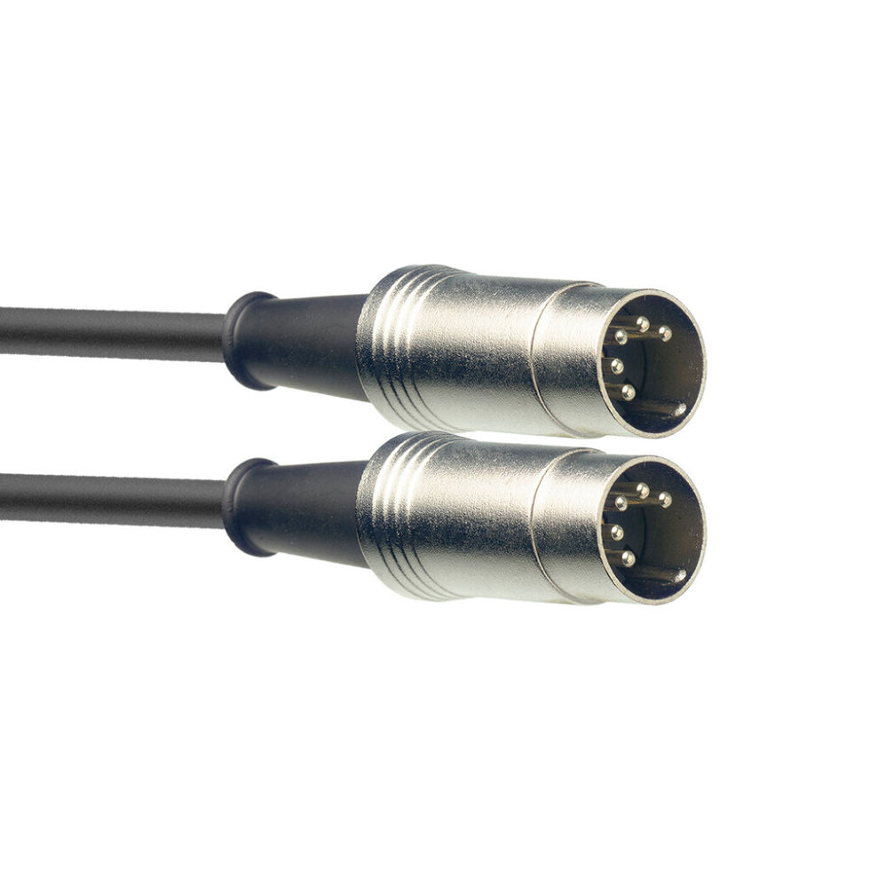 Image of Stagg SMD6 MIDI Cable - 6m side view of metal DIN ends