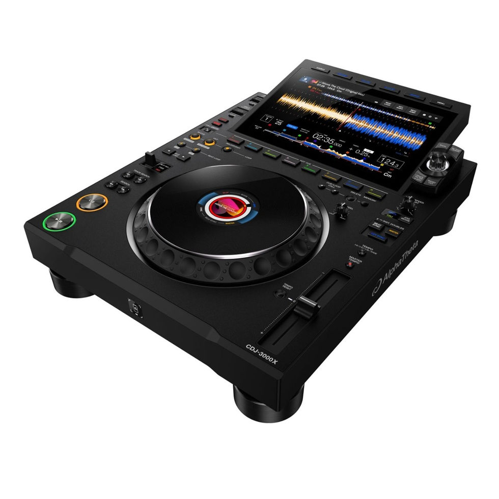 Image of AlphaTheta CDJ-3000X Professional DJ CDJ top view at front angle right side