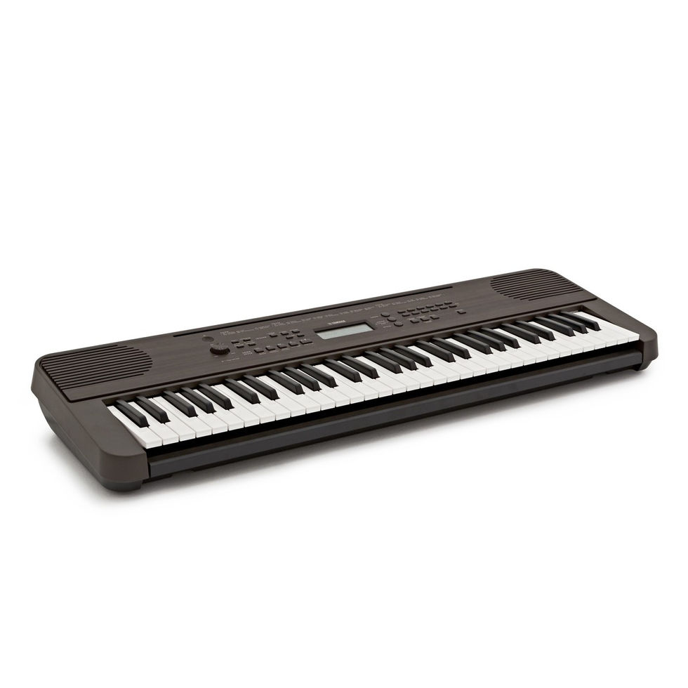 Image of Yamaha PSR-E360 Portable Keyboard - Dark Walnut top front angled view at slight angle