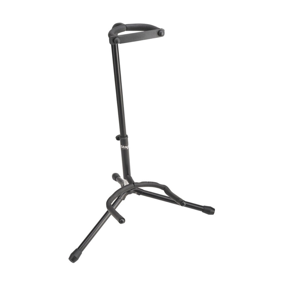 Image of Stagg SG-A100BK Tripod Guitar Stand With Neck Support front angled view
